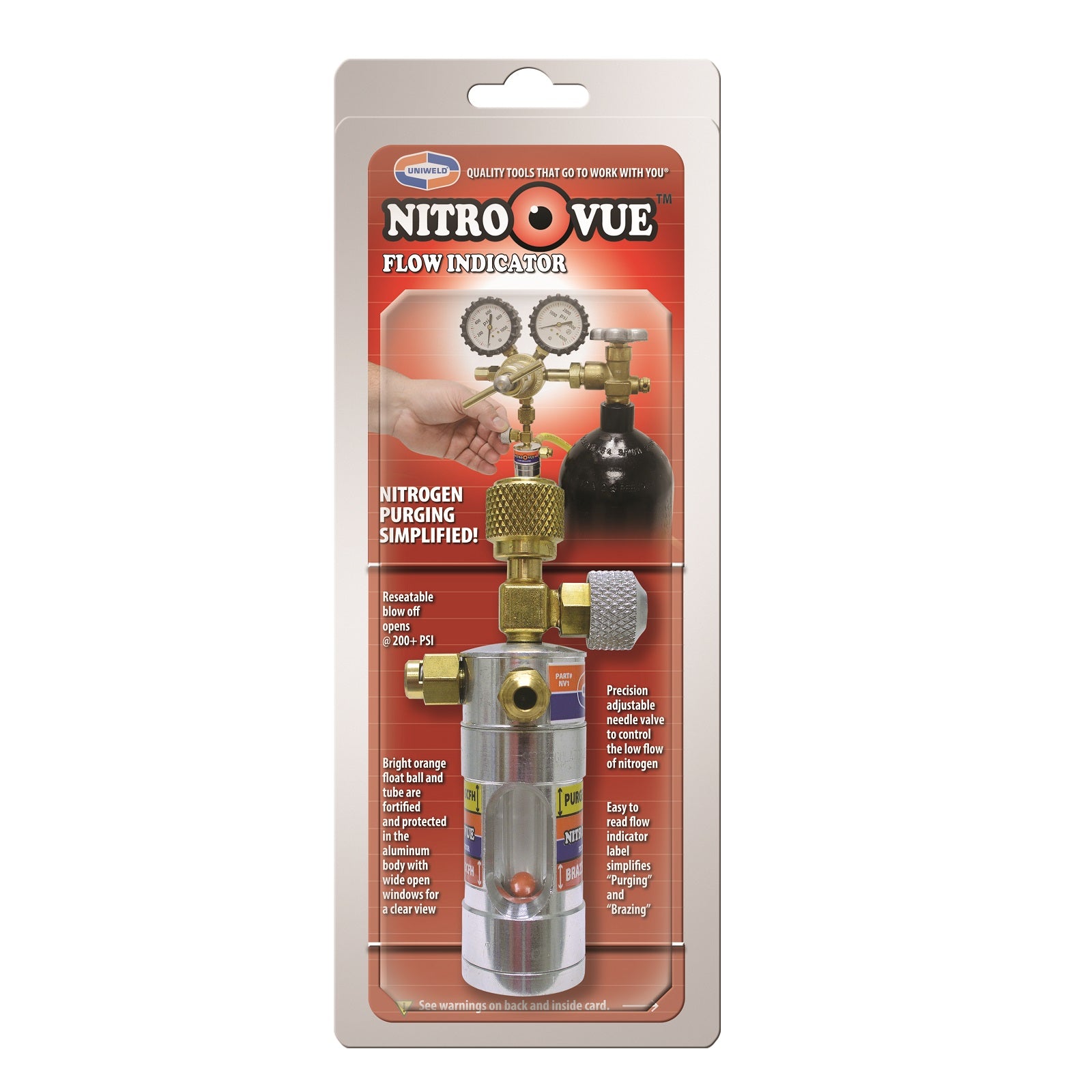 Flow Indicator for Nitrogen Regulators, 1/4 in Male x 1/4 in Male, 5 in L, Aluminum